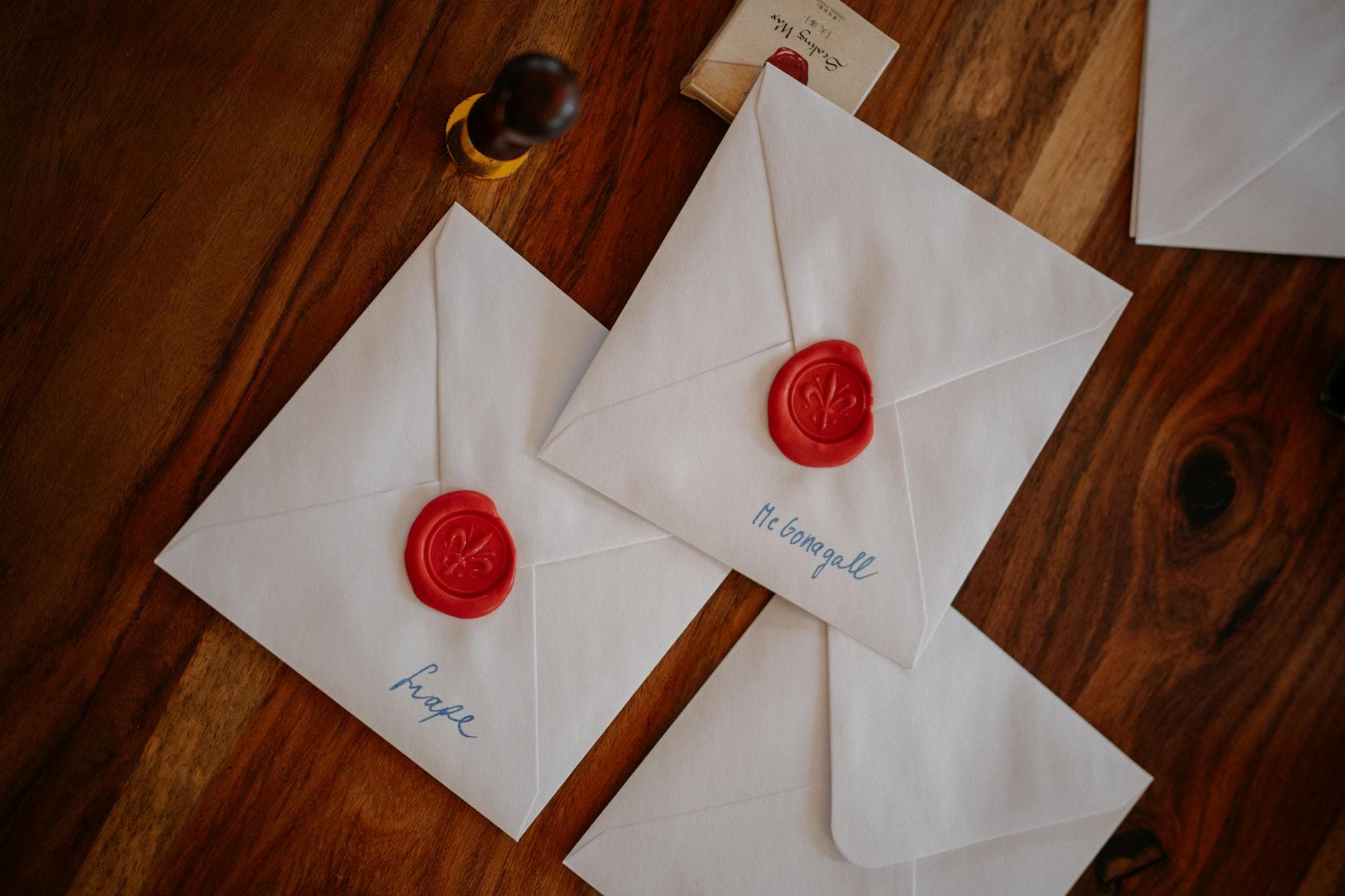 Wax seal on a folded envelope